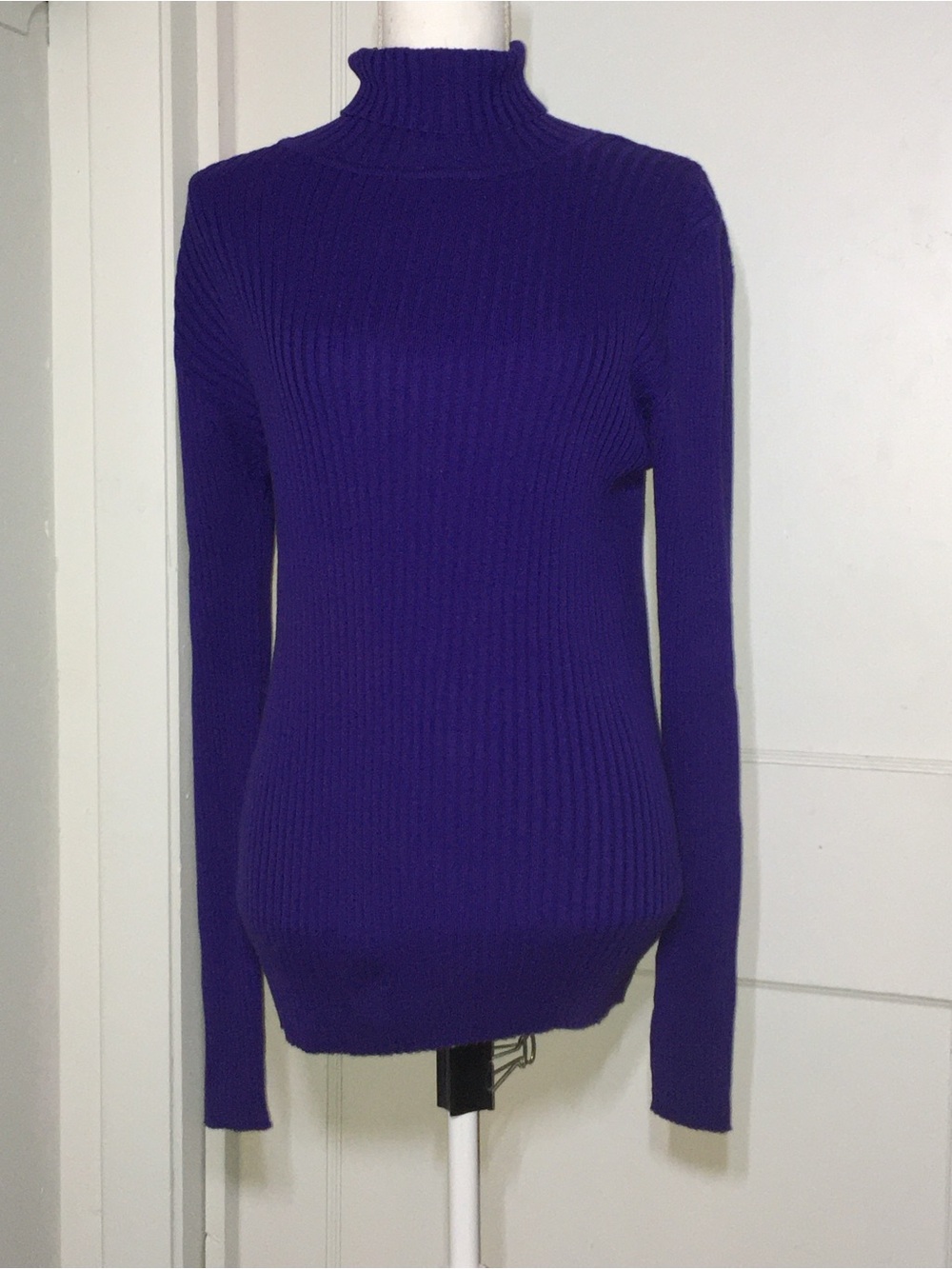 GAP Purple Ribbed Cotton Turtleneck Sweater